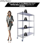 60"x24"x72" Premium Metal Steel 4-Tier Wire Shelving NSF 3200 LBS MAX Capacity Heavy Duty Storage Rack for Hospitals, Schools, Commercial Spaces, and Garages w/Premium Wheels by CozyNest Decor