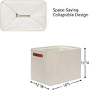DULLEMELO 2-Pack Large Storage Baskets for Organizing 16"x12"x12" Canvas Fabric Storage Basket Bins With Leather Handles for Shelf Clothes Empty Gift Basket (Beige) by TinyTreasures Baby Boutique