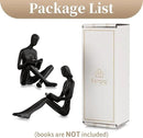 Sziqiqi Book Ends for Shelves Decorative - Cast Iron Bookends for Books Reading Couple Bookshelf Decorative Objects Metal Modern Statue Sculpture Gift for Readers Book Lovers Nerd