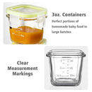Matyz 4-Pack Glass Baby Food Storage Containers with Airtight Lids and Stackable Tray (Green, 3 OZ Each) - Small Freezer Storage Containers for Baby On The Go - Air Tight Food Storage Containers by TinyTreasures Baby Boutique