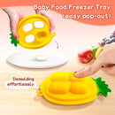 Baby Fruit Food Feeder - Silicone Nibble Tray Combo - Breastmilk Popsicle Mold for Cooling Relief, BPA Free Mesh Feeder for Infant Self Feeding (Antler Pink + Pineapple) by TinyTreasures Baby Boutique