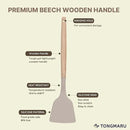 Silicone Cooking Utensils Set, Premium Beech Wood Handle Kitchen Gadgets Utensil Set, Non-Stick Kitchen Utensils Spatula, Tongs, Turner, Whisk, Brush, Spoon, BPA FREE, 446°F Resistant (Khaki) by CozyNest Decor