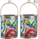 Starsoul 2 Pack Hanging Solar Lantern Outdoor Waterproof Glass Dragonfly and Lotus Decorative Solar Lights for Outside Garden Yard Table Patio Decor by GreenHaven Gardens
