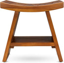 TeakCraft Teak Shower Stool with Shelf – Water Resistant, Non-Slip Premium Indonesian Teak Wood Bath Seat Bench for Shower – Fully Assembled Wood Spa Bath Organizer Seat with Leveling Feet, The Randi by TinyTreasures Baby Boutique