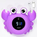 TKY Baby Bath Thermometer with Floating Toys & Room Temperature Monitor - Rechargeable Digital Thermometer with Temperature Alerts, Bath Essentials for Newborns, Infants Crab (Purple) by TinyTreasures Baby Boutique