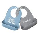 Bella Tunno Baby Bib for Eating, Set of 2 Waterproof Silicone Bibs with Large Food Catcher, Adjustable Fit for Babies 4-12 months & Toddlers 1-3 Years, Boys & Girls, Hunk & The Legend by TinyTreasures Baby Boutique