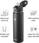 Enerbone 32 oz Insulated Water Bottle, Stainless Steel Bottle with Carrying Strap, Double-Wall Vacuum Insulation Design, Leakproof Sports Bottle with Straw, Keep Drinks Cold or Hot for Hours by CozyNest Decor