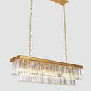 Gold Rectangle Crystal Chandelier, Modern Rectangular Pendant Ceiling Hanging Linear Chandeliers Light Fixture for Dining Room, Kitchen Island, Bar, 14-Light 59 Inches by CozyNest Decor