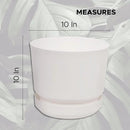 Elly Décor 10 inch Plastic Cylinder Planter Pot with Self-Watering Saucer and Drainage Hole,Lightweight & Extremely Durable, 10"x 10", White by CozyNest Decor