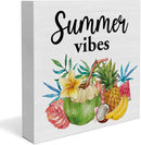 Oqtumes Summer Vibes Decorations Fruit Wooden Sign Rustic Home Decor 5 x 5 Inches by CozyNest Decor