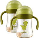 Sippy Cups for Toddlers 1-3, Spill Proof Weighted Straw Cup with Handle for Baby 6 Months + old, 2 Pack, Total 4 Silicone Straws, PPSU, BPA Free, 9 oz (Green) by TinyTreasures Baby Boutique