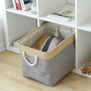 TheWarmHome Storage Basket for Organizing - Fabric Large Cubes 3 Pack 16x12x12 inch Baskets, Cube Storage Bin for Shelves Organizer Closet Cloth Gift Toy (Gold & Grey) by TinyTreasures Baby Boutique