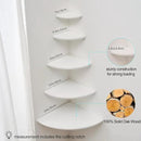 Corner Shelf, Solid Oak Wood Floating Corner Shelf Wall Mount Round End Floating Speaker Shelves with Wire Hole for Small Plant Photo Frame for Bedroom Kitchen, Living Room (White, 7.1in) by CozyNest Decor