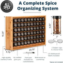AllSpice Spice Rack Organizer, Wood, 525 Unique Labels, Countertop or Wall Mount, Includes 60 4oz Jars- Bamboo by CozyNest Decor