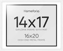 Homeforia 16x20 Diploma White Frame, High End Oak 16 x 20 Certificate Wood Frames with Mat 14 by 17 inch, 20x16 Document Frame Matted to 14x17, Wooden Degree Frames, Tempered Glass, Wall Kit, Set of 1 by CozyNest Decor