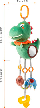 TUMAMA Baby Toys for 3 6 9 12 Months, Dinosaur Hanging Rattle Toys Crinkle Squeaky Sensory Toys with Mirror, Bell, Car Seat Stroller Mobile Toys for Boys, Girls Newborn Infant Toddler by TinyTreasures Baby Boutique