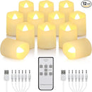 12 PCS Rechargeable Candles Flameless Tea Lights with Remote, USB LED Tealights with Timer Flickering Fake Candle, Votive Tea Light for Halloween, Holiday, Christmas, Party, Home Decorations by GreenHaven Gardens