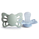 FRIGG Butterfly Anatomical SilkySoft Silicone Baby Pacifier | Made in Denmark | BPA-Free (Sage/Powder Blue, 0-6 Months) by TinyTreasures Baby Boutique