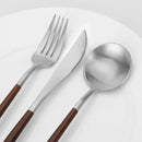 Matte Silver Silverware Set With Brown Handle, Vanys 20 Piece Stainless Steel Cutlery Flatware Set, Kitchen Utensil Sets for 4, Tableware With Knife Spoons And Forks Set, Satin Finished Polished by CozyNest Decor