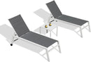 PURPLE LEAF Outdoor Chaise Lounge Set Adjustable Sunbathing Recliner with Side Table for Poolside Beach Outside Patio Aluminum Chaise Lounger Grey by GreenHaven Gardens