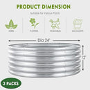 FORTUNO 2 Pcs 2 Ft Round Raised Garden Bed Box Galvanized Metal Outdoor Flower Bed Steel Patio Ground Planter for Planting Vegetables and Herbs, Silver by GreenHaven Gardens