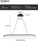 Island Lights, Linear Pendant Light LED Dimmable Hanging Light Fixture, 3000K-6500K with Remote Control,Chandeliers for Dining Room(Black,39.3IN) by CozyNest Decor