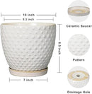 G EPGardening 10 Inch Plant Pot Ceramic Pots for Plants Indoor Outdoor Plant Pots with Drainage Hole and Saucer Round Large Flower Pot for Home Garden Office White by CozyNest Decor
