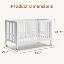 EvoNest Baby Crib, 11 in 1 Convertible Mini Crib with Wheels, 100% New Zealand Wood Growing Bed, 4 Adjustable Mattress Height,White by TinyTreasures Baby Boutique