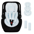 GFU Infant Car Seat Insert Head and Body Support, Reversible Newborn Insert for Carseat with Strap Pads, Soft Stroller Cushion Pillow Insert for Boys and Girls, Fits for Stroller, Swing, Lightblue by TinyTreasures Baby Boutique