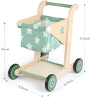 Asweets 2 in 1 Wooden Baby Walker Push and Pull Doll Stroller, Shopping Cart Learning Walker for Boys and Girls, Sit Stand Learning Toddler Toy (Green) by TinyTreasures Baby Boutique