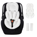 GFU Infant Car Seat Insert Head and Body Support, Reversible Newborn Insert for Carseat with Strap Pads, Soft Stroller Cushion Pillow Insert for Boys and Girls, Fits for Stroller, Swing, White by TinyTreasures Baby Boutique