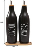 HOMCDALY Olive Oil and Vinegar Dispenser Set, Ceramic Oil and Vinegar Bottles with Bamboo Tray, 16.9oz Kitchen Cruet - Set of 2 - Black by CozyNest Decor