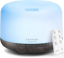 ASAKUKI 500ml Premium, Essential Oil Diffuser with Remote Control, 5 in 1 Ultrasonic Aromatherapy Fragrant Oil Humidifier Vaporizer, Timer and Auto-Off Switch Brown by CozyNest Decor