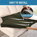H.VERSAILTEX Velvet Stretch Sectional Couch Covers 4 Pieces Sofa Seat Cushion Covers L Shape Separate Couch Cover for Both Left/Right Sectional Couch (Large Sofa 3 Seater + 1 Chaise, Olive) by CozyNest Decor