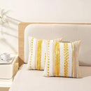 Boho Throw Pillow Covers 18x18 Set of 2 Farmhouse Decorative Cushion Case Striped Square Pillows Cover Chenille Pillow Cases Accent Neutral Pillowcase for Sofa Couch Bed,Yellow by CozyNest Decor