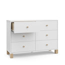 Storkcraft California 6-Drawer Double Dresser (White with Driftwood) - GREENGUARD Gold Certified, Interlocking Drawer System, Dresser Drawer Organizer for Kids Bedroom by TinyTreasures Baby Boutique