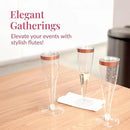 Prestee Set of 24 Plastic Champagne Flutes with Rose Gold Rim - 4.5 oz - Shatterproof Disposable Glasses - Elegant Design - Ideal for Weddings, Cocktail Parties, and Outdoor Celebrations by CozyNest Decor