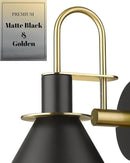 Wall Sconces Set of Two, HWH Modern Sconce Wall Lighting, 1-Light Gooseneck Barn Vanity Light, Industrial Wall Lamp for Bedroom Kitchen Bathroom, Black and Gold Finish, 5HZG56B-2L BK+BG by CozyNest Decor