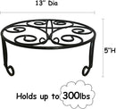 2 Pack 13'' Diameter Metal Plant Stand for Large Plant/Flower Pot Heavy Duty Potted Holder Indoor Outdoor Rustproof Iron Display Stand,Black by GreenHaven Gardens