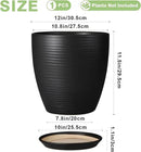 12 Inch Pots for Plants - Ceramic Planter Pot, Large Flower Pot with Drainage Hole and Saucer for Home Patio Garden Office Indoor Outdoor, Black by GreenHaven Gardens