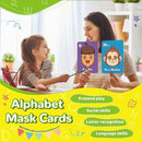 2025 New Alphabet ABC Flash Cards with Animal Masks, 26 Pcs Animal mask Alphabet Cards, Interactive Education Games, Learn Letters, English Phrases by TinyTreasures Baby Boutique