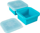 Silicone Freezing Tray with Lid - 2-Cup 2 Pack Freezer Containers,Make 1 Perfect Freezing,Storing Soups, Foods, Stews, Dips or Sauces Simple and Convenient Color Aqua by TinyTreasures Baby Boutique