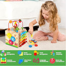 8-in-1 Wooden Baby Activity Cube - Xylophone, Shape Sorter, Abacus| 1st Birthday Gift Toys for One 1 2 3 Year Old Boy Girl | Montessori Educational Learning Toddler Toy| Bonus Sorting & Stacking Board by TinyTreasures Baby Boutique