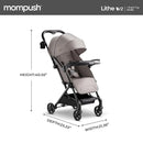 Mompush Lithe V2 Lightweight Travel Stroller, Compact Foldable Baby Stroller with Travel Bag, One-Hand Fold Stroller, Snack Tray, Mechanical Recline Seat, Airplane-Ready, Organizer & Rain Cover by TinyTreasures Baby Boutique
