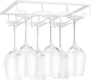 Wine Glass Rack - Under Cabinet Stemware Wine Glass Holder Glasses Storage Hanger Metal Organizer for Bar Kitchen White by CozyNest Decor