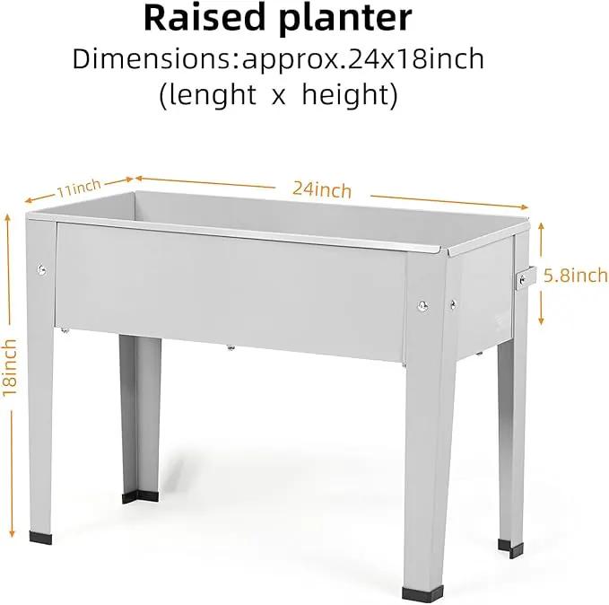 Raised Garden Bed, Garden Raised Planter Box with Legs, Galvanized Garden Planter for Herbs and Vegetables (24" Grey), photo 7 of 7