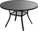 VICLLAX 47.2" Outdoor Round Patio Table for Lawn Garden, All Weather Metal Round Patio Dining Table with Adjustable Umbrella Hole, 6 Person Patio Table, Black Tabletop by GreenHaven Gardens