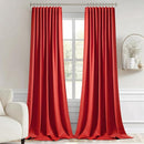 MIULEE Red Back Tab Blackout Curtain 96 Inch Long 2 Panels Set for Living Room Bedroom, Rod Pocket/Pinch Pleat Thermal Insulated Room Darkening Pleated Light Blocking Floor to Ceiling Drape by TinyTreasures Baby Boutique