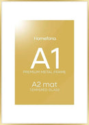 Homeforia A1 Poster Frame Gold, High End Metal 23.4 x 33.1 inches Large Picture Frames with Mat 16.5 x 23.4 for Photo, A1 Size Frames Matted to A2 Print, 23.4x33.1 Thin Frame, Tempered Glass, Set of 1 by CozyNest Decor