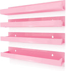4 Pack 15 Inch Pink Acrylic Shelves, Kids Floating Bookshelf for Kids Room, Modern Nail Polish Rack Sunglasses Essential Oil Picture Ledge Display Toy Storage Wall Shelf by TinyTreasures Baby Boutique